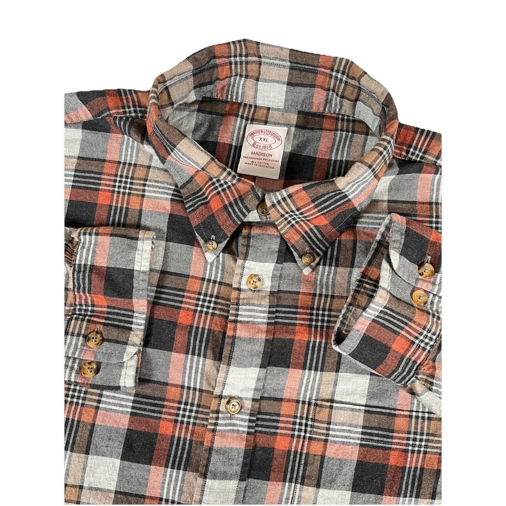 Brooks Brothers Madison Multicolored Plaid Cotton L/S Btn Dwn Shirt Men's Sz XXL